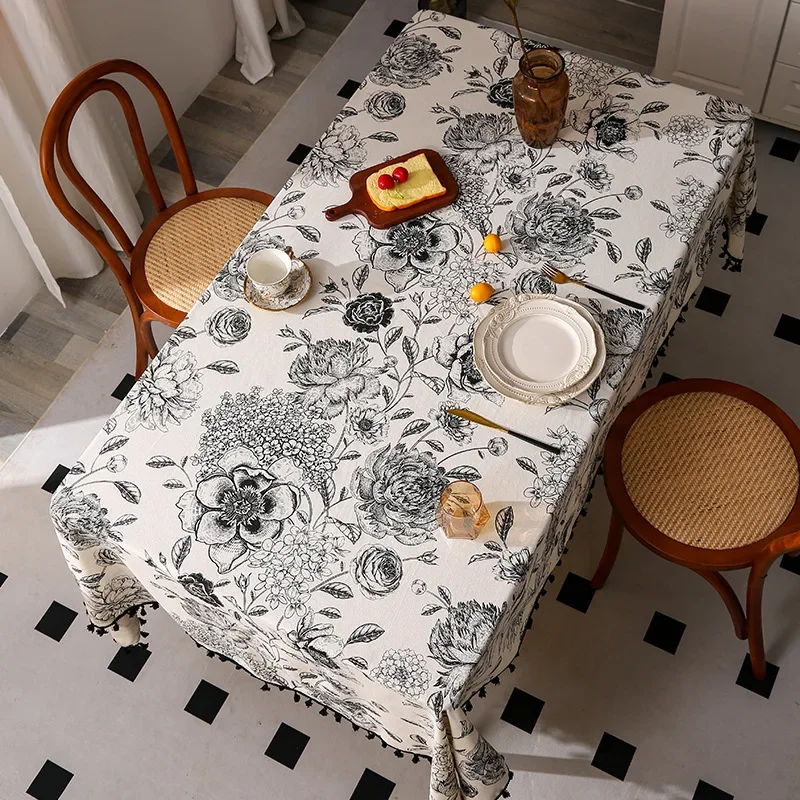 Home Textiles Sale - Tovaglia con Motivo Floreale in Lino